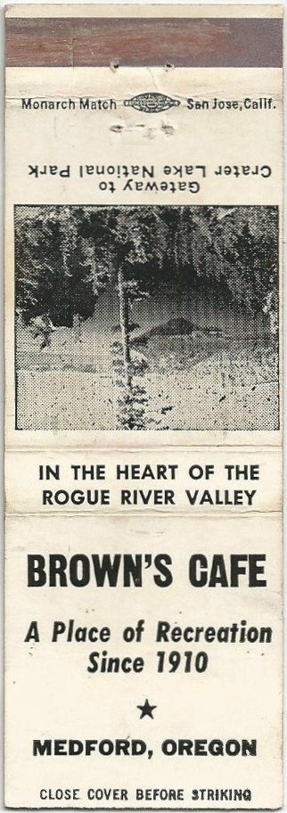 Brown's Cafe matchbook